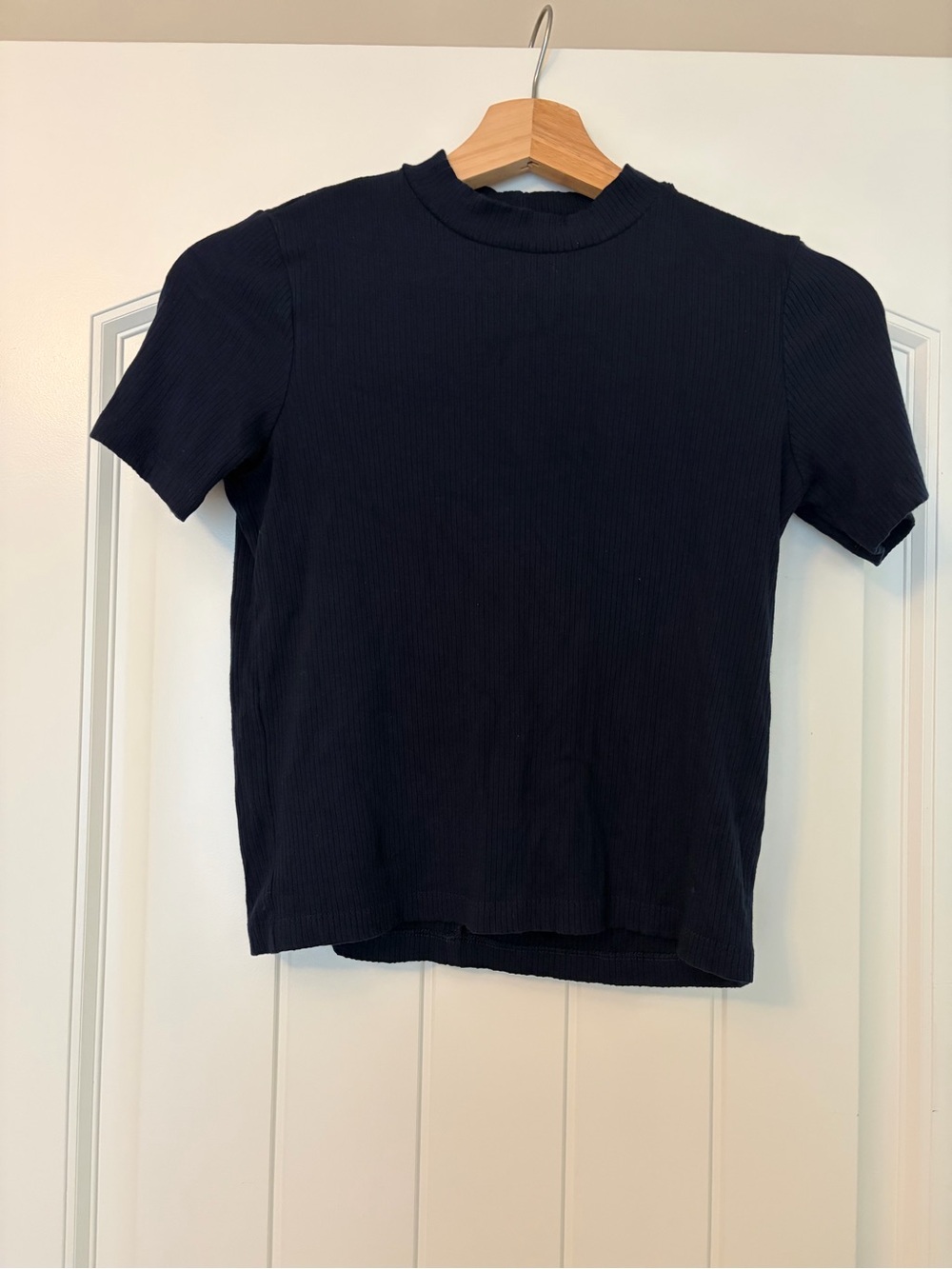 Banana Republic Navy Ribbed Short Sleeve Top